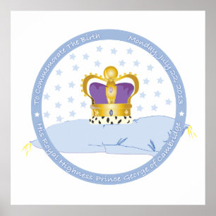 Prince George of Cambridge Pillow and Crown Poster