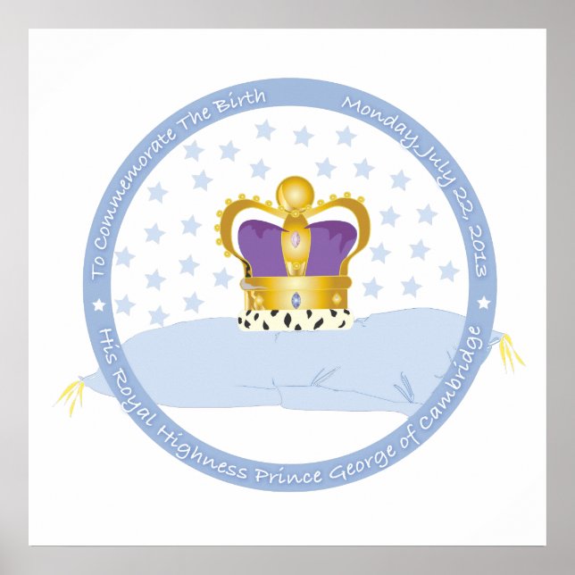 Prince George of Cambridge Pillow and Crown Poster (Front)