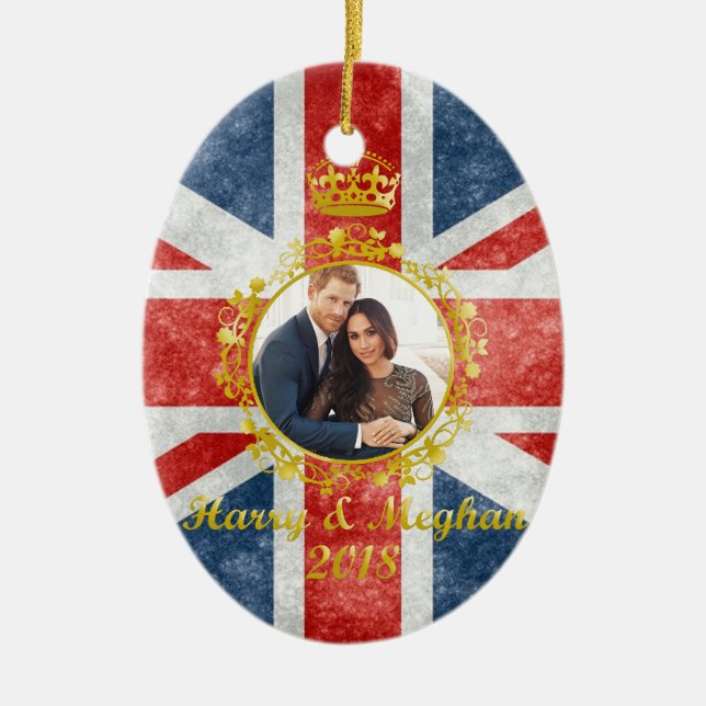 Prince Harry and Meghan Markle Ceramic Ornament (Front)