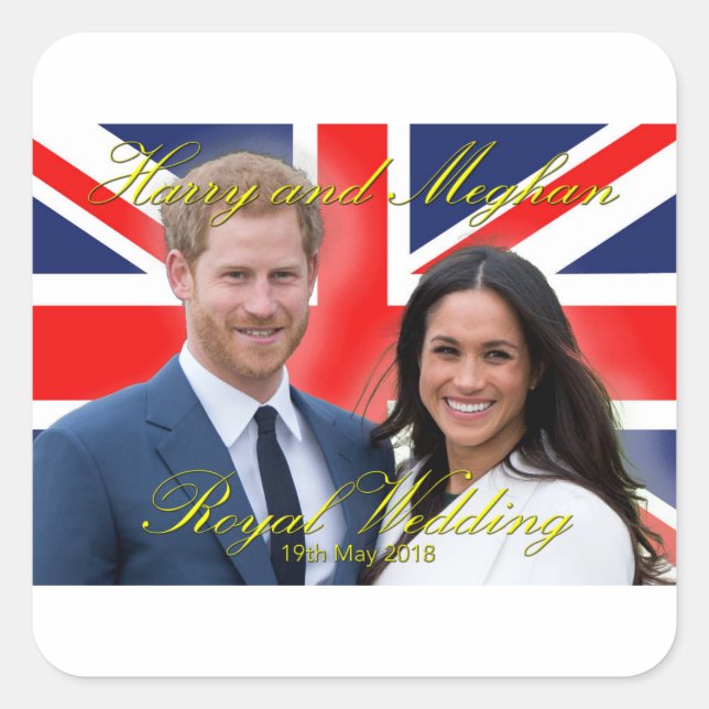 Prince Harry and Meghan Markle Royal Wedding Square Sticker (Front)