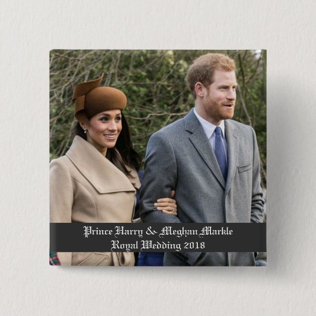 Prince Harry & Meghan Markle Royal Wedding 2018 15 Cm Square Badge (Front)