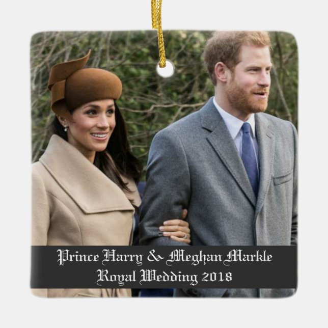 Prince Harry & Meghan Markle Royal Wedding 2018 Ceramic Tree Decoration (Front)