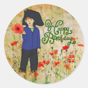 Prince in Poppy Classic Round Sticker