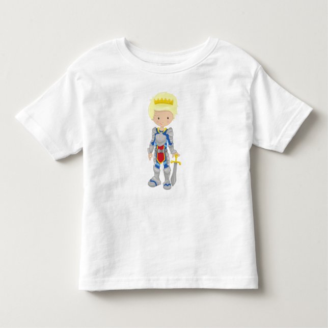 Prince, King, Knight, Crown, Sword, Blonde Hair Toddler T-Shirt (Front)