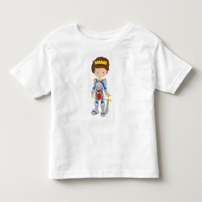 Prince, King, Knight, Crown, Sword, Brown Hair Toddler T-Shirt (Front)