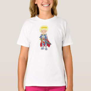 Prince, King, Knight, Sword, Crown, Blonde Hair T-Shirt