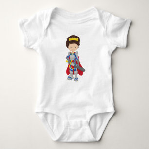 Prince, King, Knight, Sword, Crown, Brown Hair Baby Bodysuit