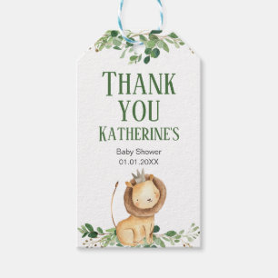 Prince Lion Greenery Floral Thank You Tag