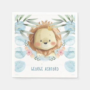 Prince Lion Illustration Personalised Napkin
