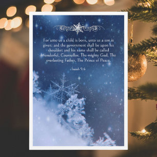 Prince Of Peace Verse Christ Saviour Snowflakes Holiday Card