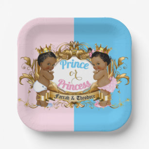 Prince Or Princess Pink & Blue Royal Gender Reveal Paper Plate