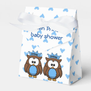 prince owl favour box for a twin baby shower