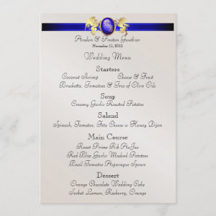 Prince & Princess Blue Jewel Crest Wedding Menu