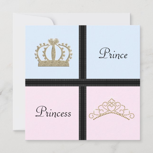 Prince Princess Gender Reveal Shower Invitations (Front)