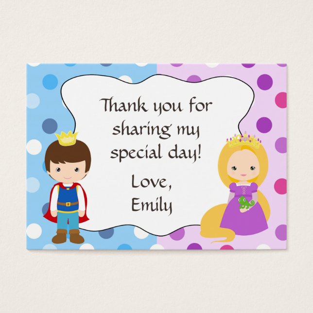 Prince Princess Gift Favour Tag Thank You Label (Front)