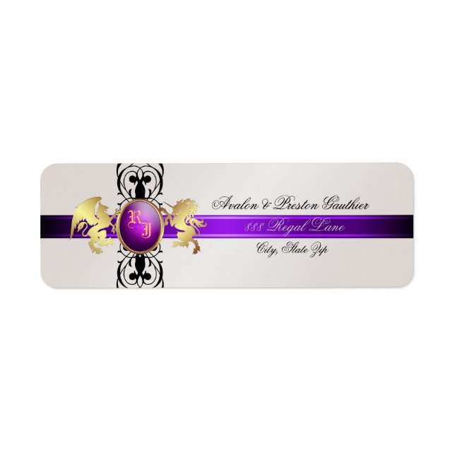 Prince & Princess Purple Champange Address Labels (Front)