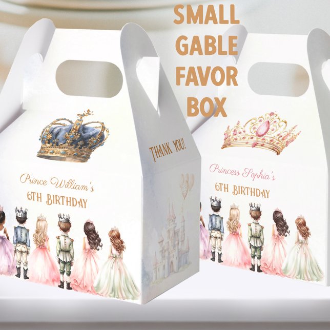 Prince Princess Twins Royal Birthday Boy Girl Favour Box (Prince Princess Twins Crown Royal Birthday Favor Boxes)