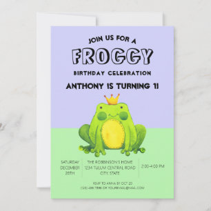 Prince Purple Abstract Modern Frog Invitation