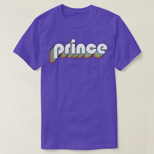 Prince Retro Rainbow Typography Faded Style T-Shirt (Design Front)