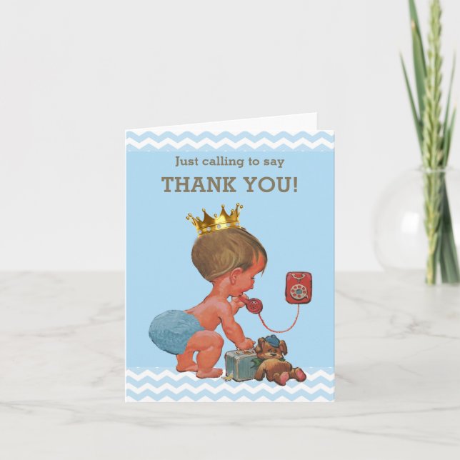 Prince Ringing To Say Thank You Baby Shower Card (Front)