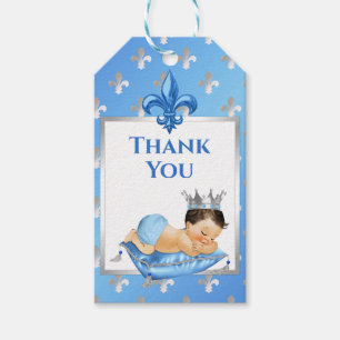 Prince Royal Baby Blue & Silver Crown Pillow Gift Tags