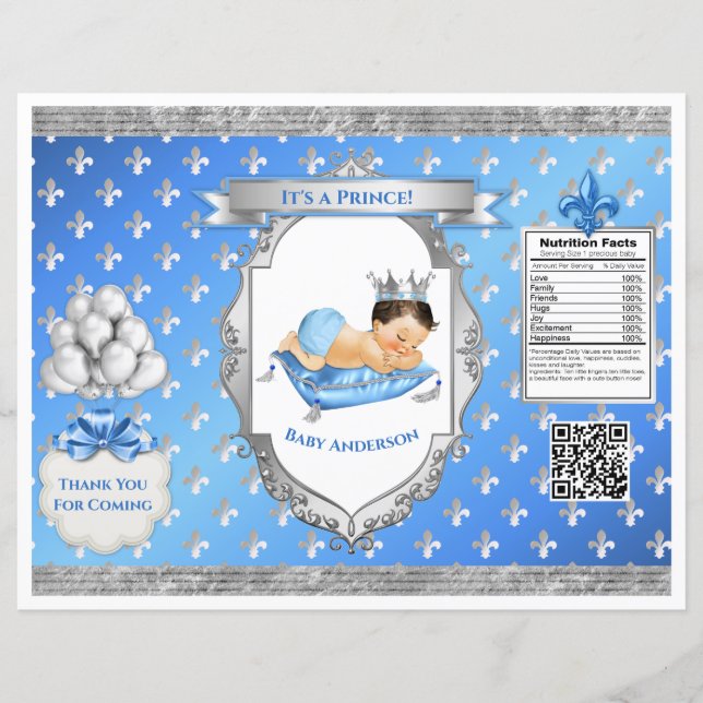 Prince Royal Baby Blue & Silver Pillow Chip Bag (Front)