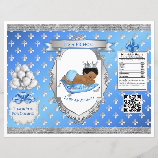 Prince Royal Baby Blue & Silver Pillow Chip Bag (Front)
