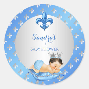 Prince Royal Baby Blue & Silver Pillow Classic Round Sticker