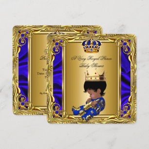 Prince Royal Blue Baby Shower Regal Gold Boy 2 Invitation