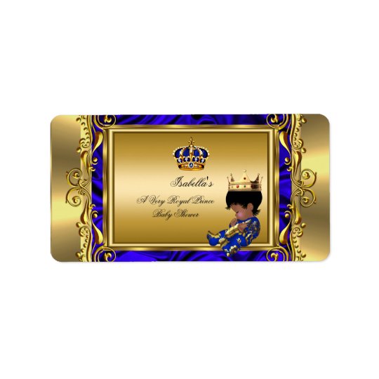 Prince Royal Blue Baby Shower Regal Gold Boy Address Label