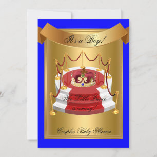 Prince Royal Blue Boy Baby Shower Crown Invitation