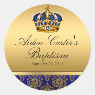 Prince Royal Blue Regal Crown Baptism Sticker