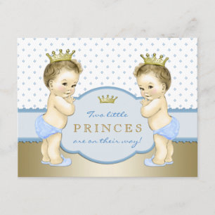 Prince Twin Boy Baby Shower Invitation