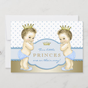 Prince Twin Boy Baby Shower Invitation