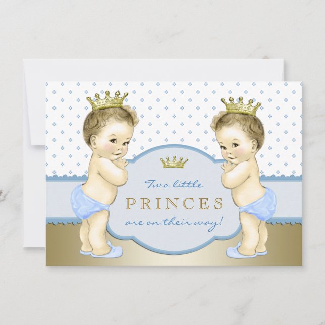 Prince Twin Boy Baby Shower Invitation (Front)