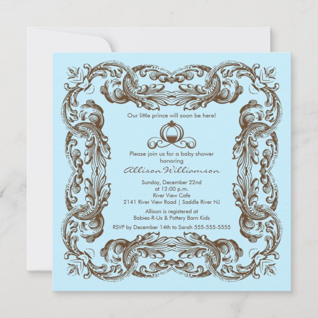Prince Vintage Frame Boy  Baby Shower Invitation (Front)