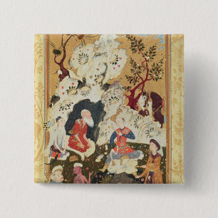 Prince visiting an Ascetic 15 Cm Square Badge