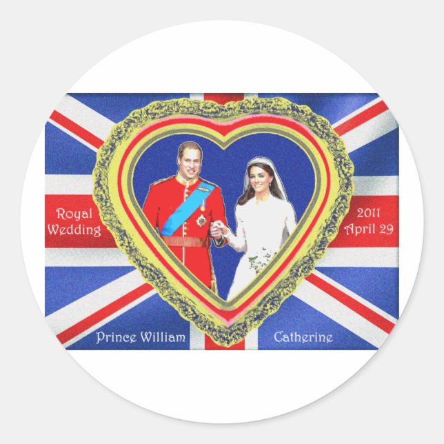Prince William and Catherine Royal Wedding Classic Round Sticker (Front)