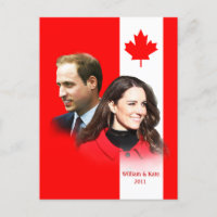 Prince William - Kate Middleton Canada Postcard
