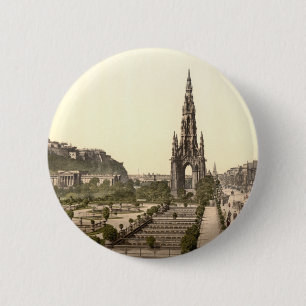 Princes Street, the Castle, and Scott Monument 6 Cm Round Badge