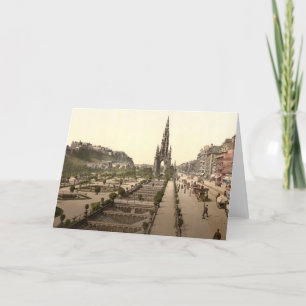 Princes Street, the Castle, and Scott Monument Card