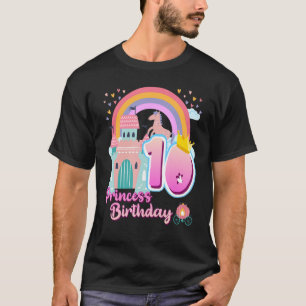 Princess 10th Birthday Horse Rainbow Castle Birthd T-Shirt