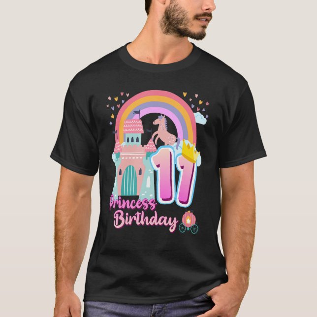 Princess 11th Birthday Horse Rainbow Castle Birthd T-Shirt (Front)