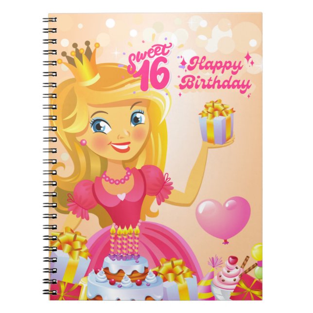 Princess 16th Birthday  Notebook (Front)