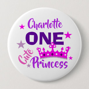 Princess 1st Birthday Girls Cute Personalised 10 Cm Round Badge