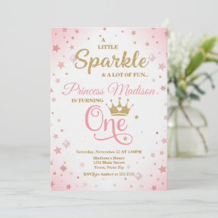Princess 1st Birthday Invitation, Pink & Gold Invitation