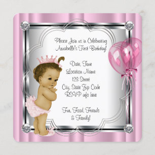Princess 1st Birthday Party Invitation