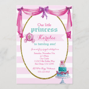 Princess 1st Birthday Party Invitation
