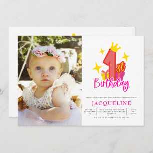 Princess 1st Birthday Party Invitation