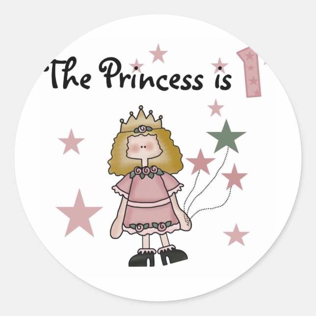 Princess 1st Birthday Tshirts and Gifts Classic Round Sticker (Front)